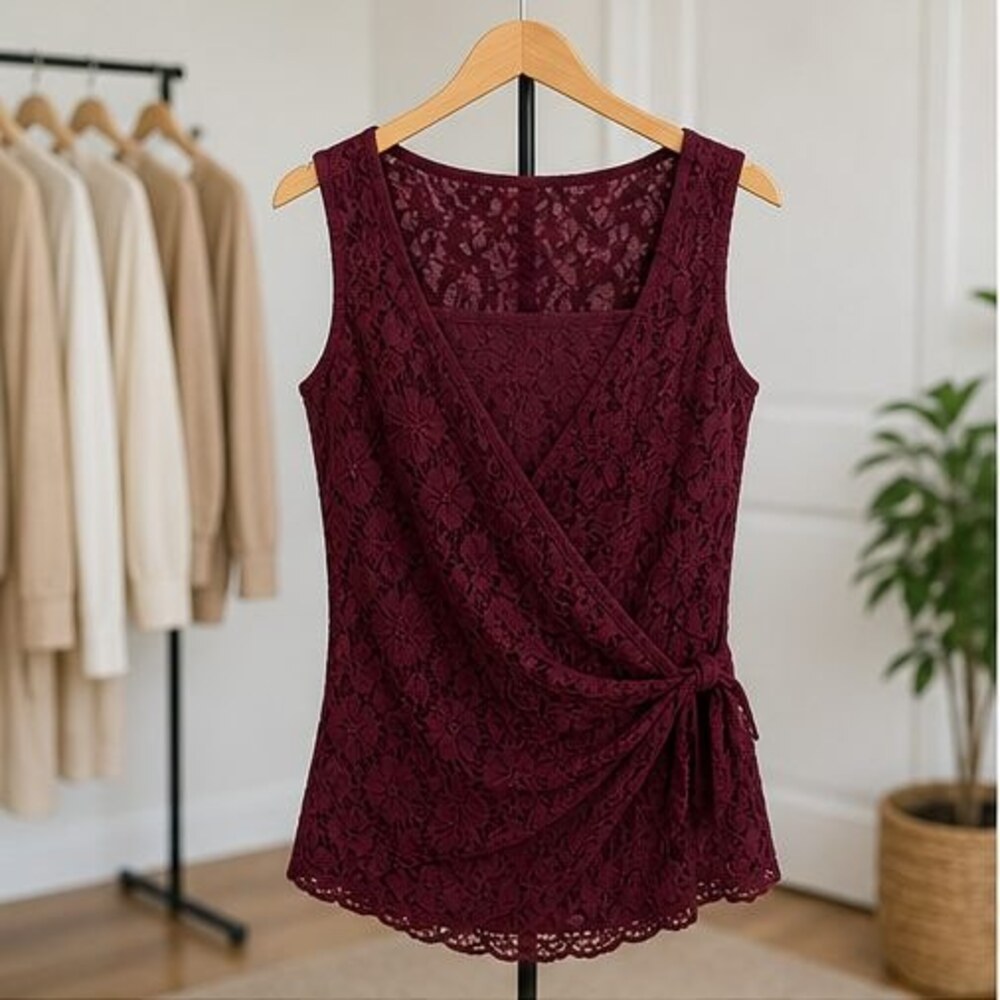 Burgundy V Neck Top
